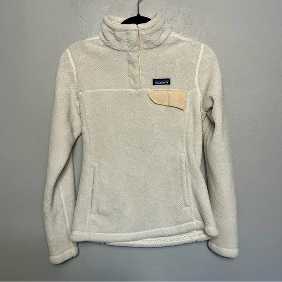 Patagonia Jackets & Blazers - Patagonia White Teddy Jacket Plush Fleece Stand-Up Collar